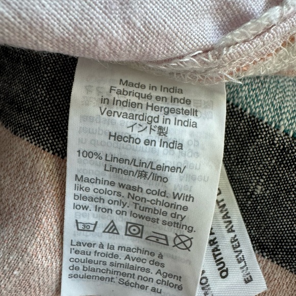 J Crew 100% Linen vertical stripe Flutter Sleeve - Picture 7 of 7